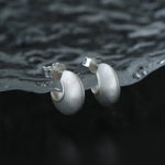 925 Silver C - Shaped Matte Flying Saucer Earrings - floysun