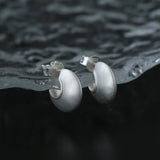 925 Silver C - Shaped Matte Flying Saucer Earrings - floysun