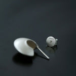 925 Silver C - Shaped Matte Flying Saucer Earrings - floysun