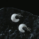 925 Silver C - Shaped Matte Flying Saucer Earrings - floysun