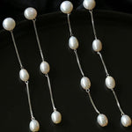 925 Silver Chain Fringed Pearls Dangle Earrings - floysun