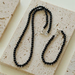 925 Silver Clasp 4mm Black Onyx Beaded Necklace - floysun