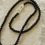 925 Silver Clasp 4mm Black Onyx Beaded Necklace - floysun