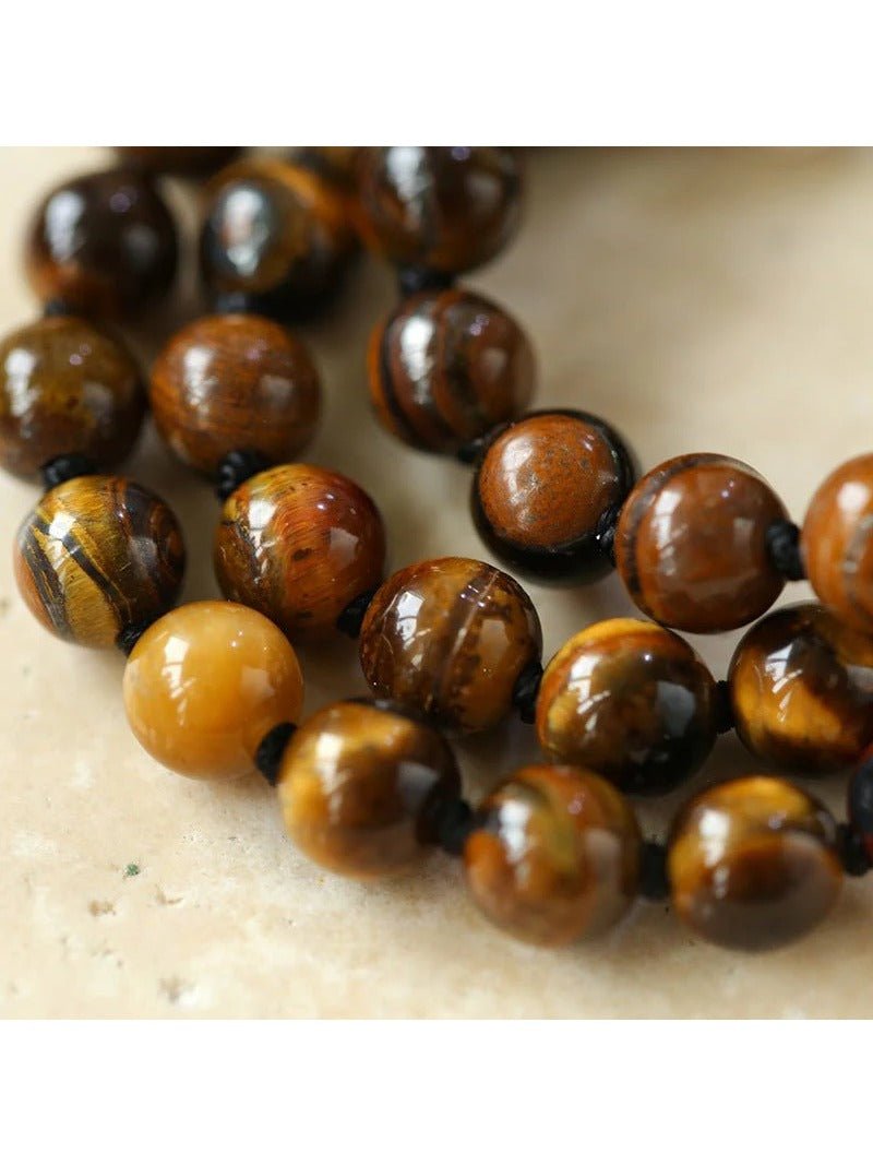 925 Silver Clasp Tiger's Eye Beaded Choker Necklace - floysun