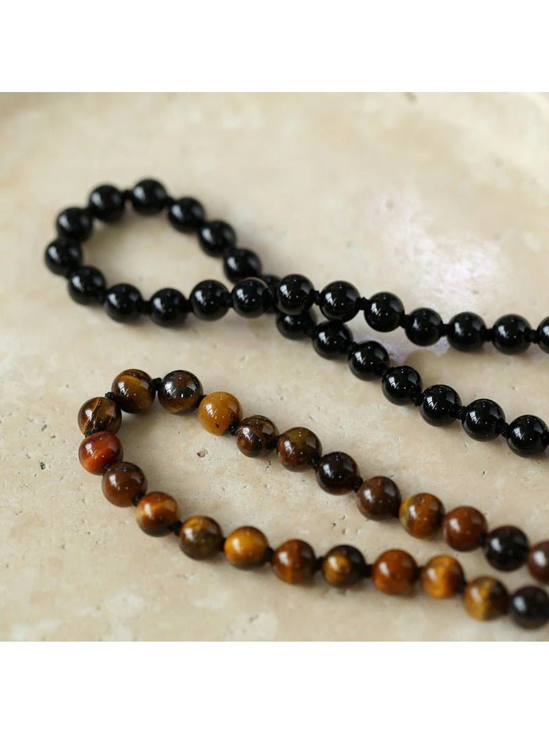 925 Silver Clasp Tiger's Eye Beaded Choker Necklace - floysun