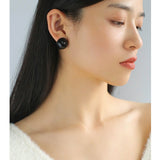 925 Silver Hemispheric Enamel Simple Studs Earrings - floysun