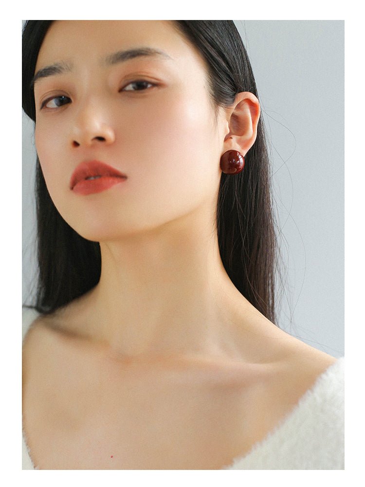 925 Silver Hemispheric Enamel Simple Studs Earrings - floysun