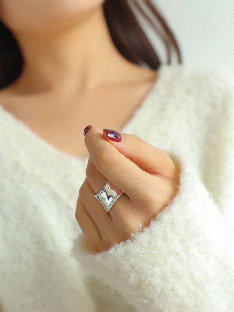 925 Silver Irregular Split Ring - floysun