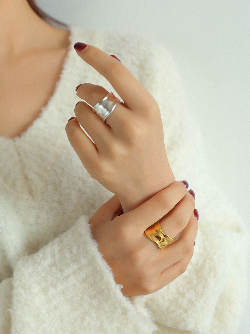 925 Silver Irregular Split Ring - floysun