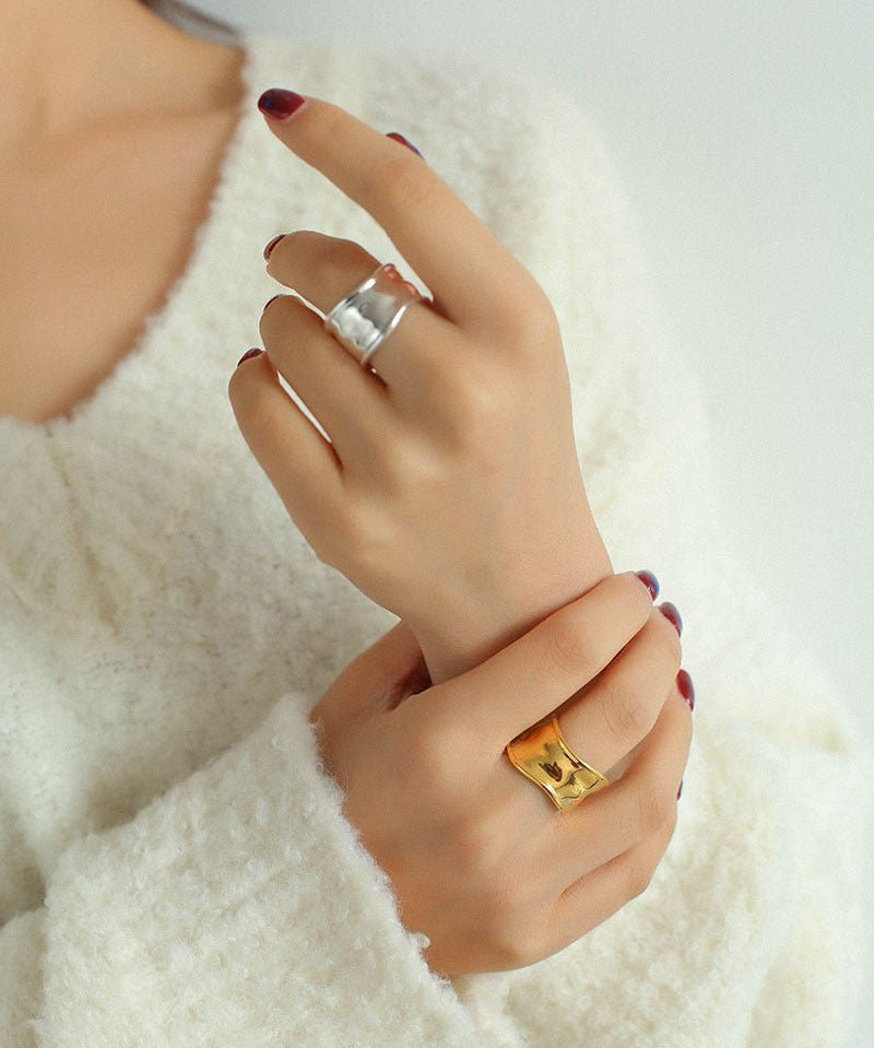 925 Silver Irregular Split Ring - floysun