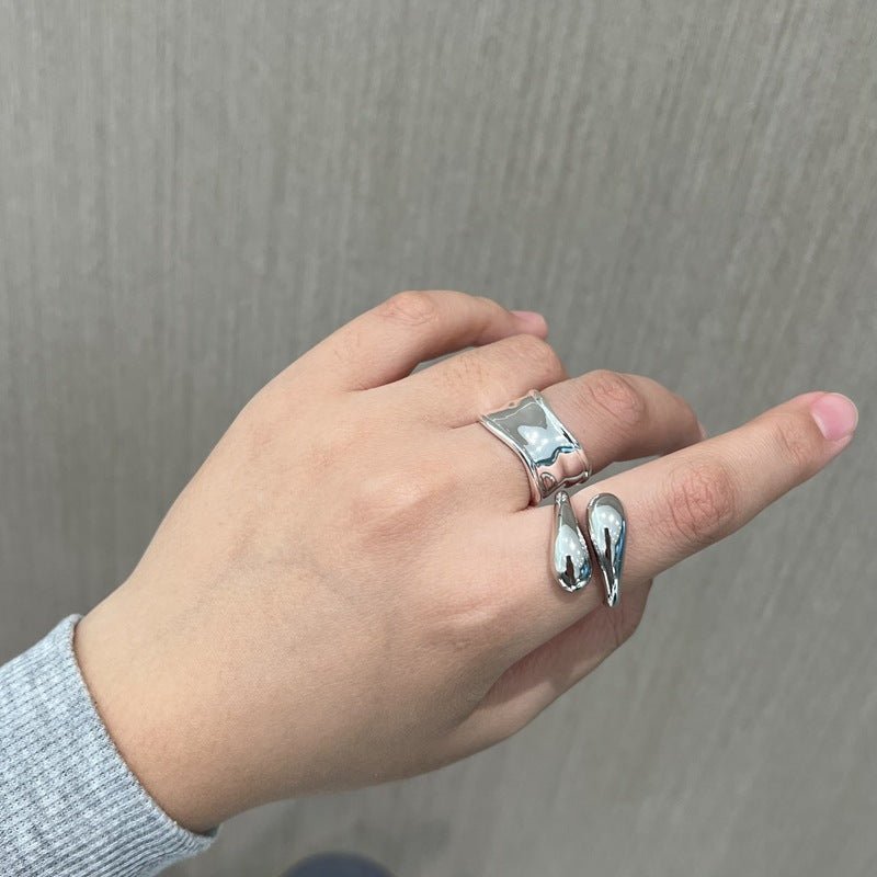 925 Silver Irregular Split Ring - floysun