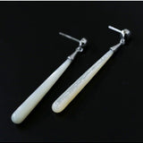 925 Silver Long Teardrop White Mother of Pearls Earrings - floysun