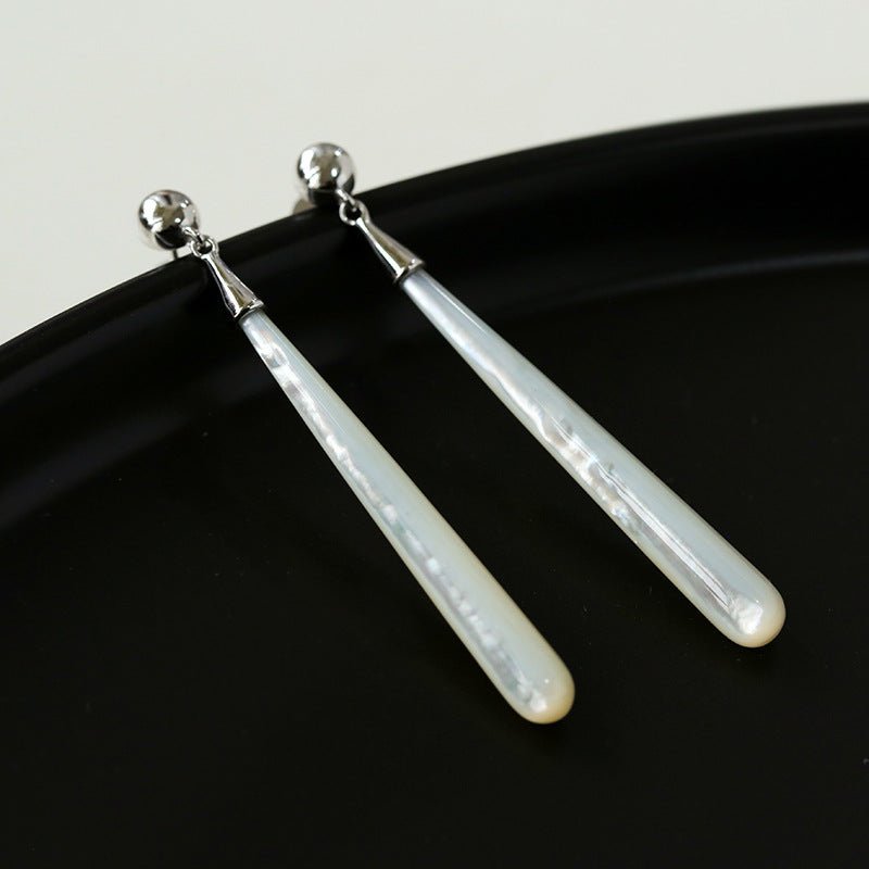 925 Silver Long Teardrop White Mother of Pearls Earrings - floysun