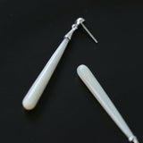 925 Silver Long Teardrop White Mother of Pearls Earrings - floysun