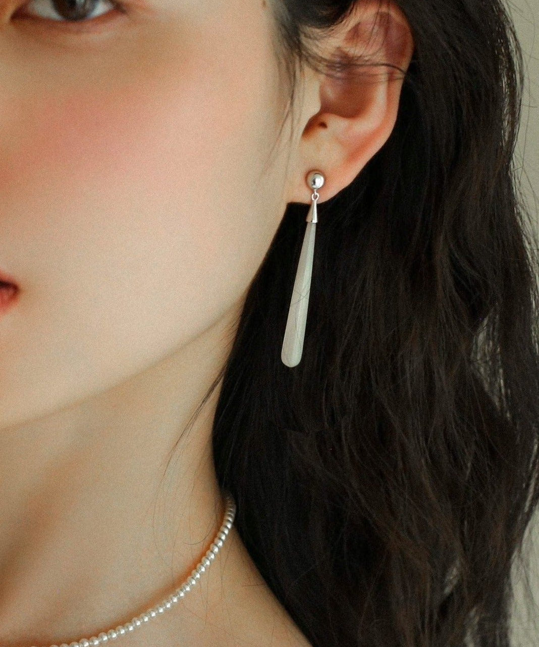 925 Silver Long Teardrop White Mother of Pearls Earrings - floysun