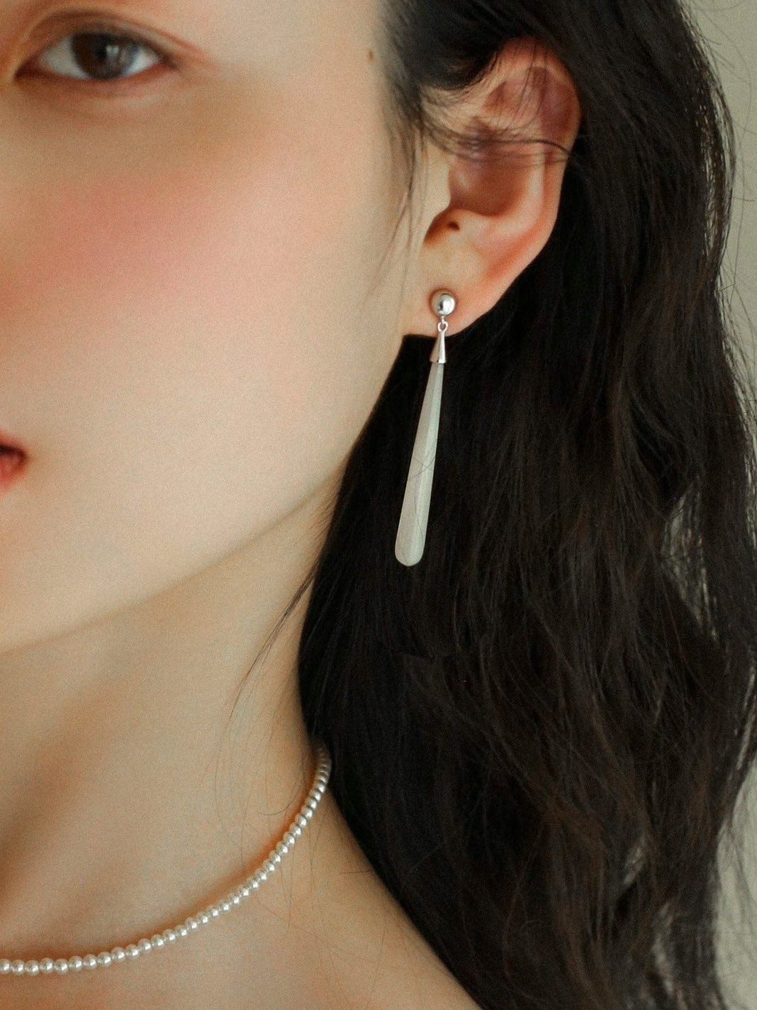 925 Silver Long Teardrop White Mother of Pearls Earrings - floysun