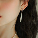 925 Silver Long Teardrop White Mother of Pearls Earrings - floysun