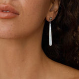 925 Silver Long Teardrop White Mother of Pearls Earrings - floysun