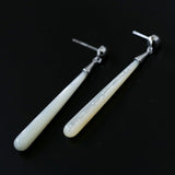 925 Silver Long Teardrop White Mother of Pearls Earrings - floysun