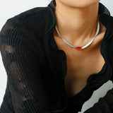 925 Silver Matte Black Red Agate Necklace - floysun