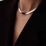 925 Silver Matte Black Red Agate Necklace - floysun