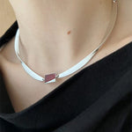 925 Silver Matte Black Red Agate Necklace - floysun