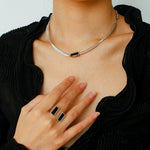 925 Silver Matte Black Red Agate Necklace - floysun