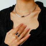 925 Silver Matte Black Red Agate Necklace - floysun