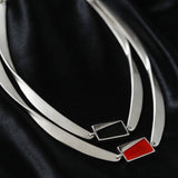 925 Silver Matte Black Red Agate Necklace - floysun