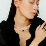 925 Silver Matte Black Red Agate Necklace - floysun