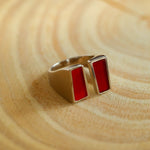 925 Silver Matte Black Red Agate Ring - floysun