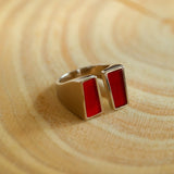 925 Silver Matte Black Red Agate Ring - floysun