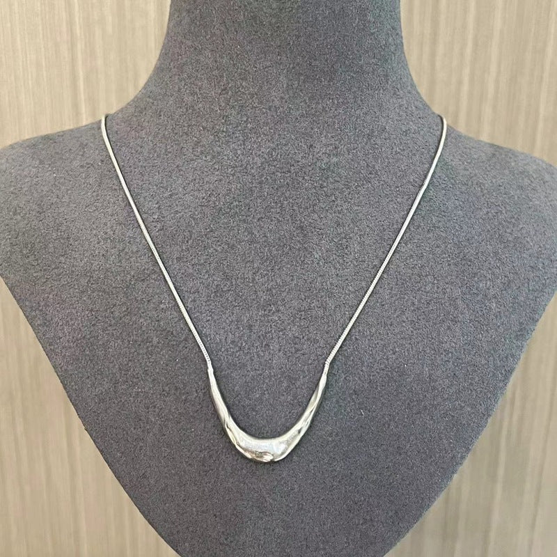 925 Silver Metal Style U - Shape Medium Length Necklace - floysun