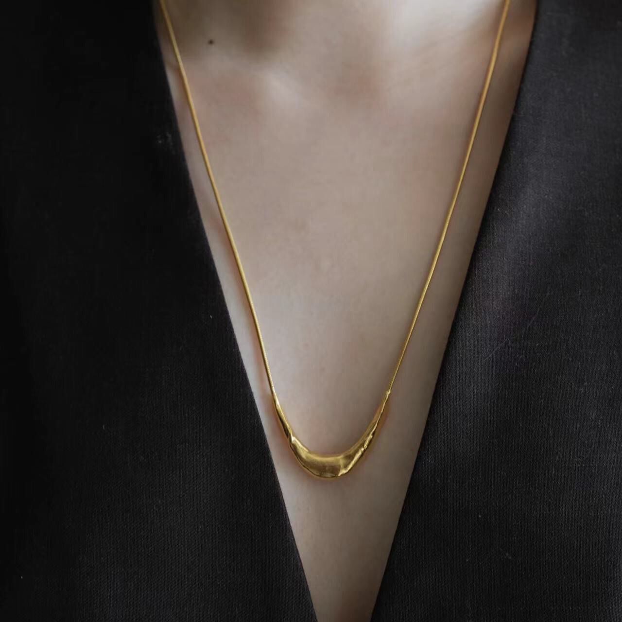 925 Silver Metal Style U-Shape Necklace - floysun