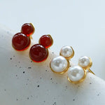 925 Silver Mini Gourd Pearl Stud Earrings - floysun