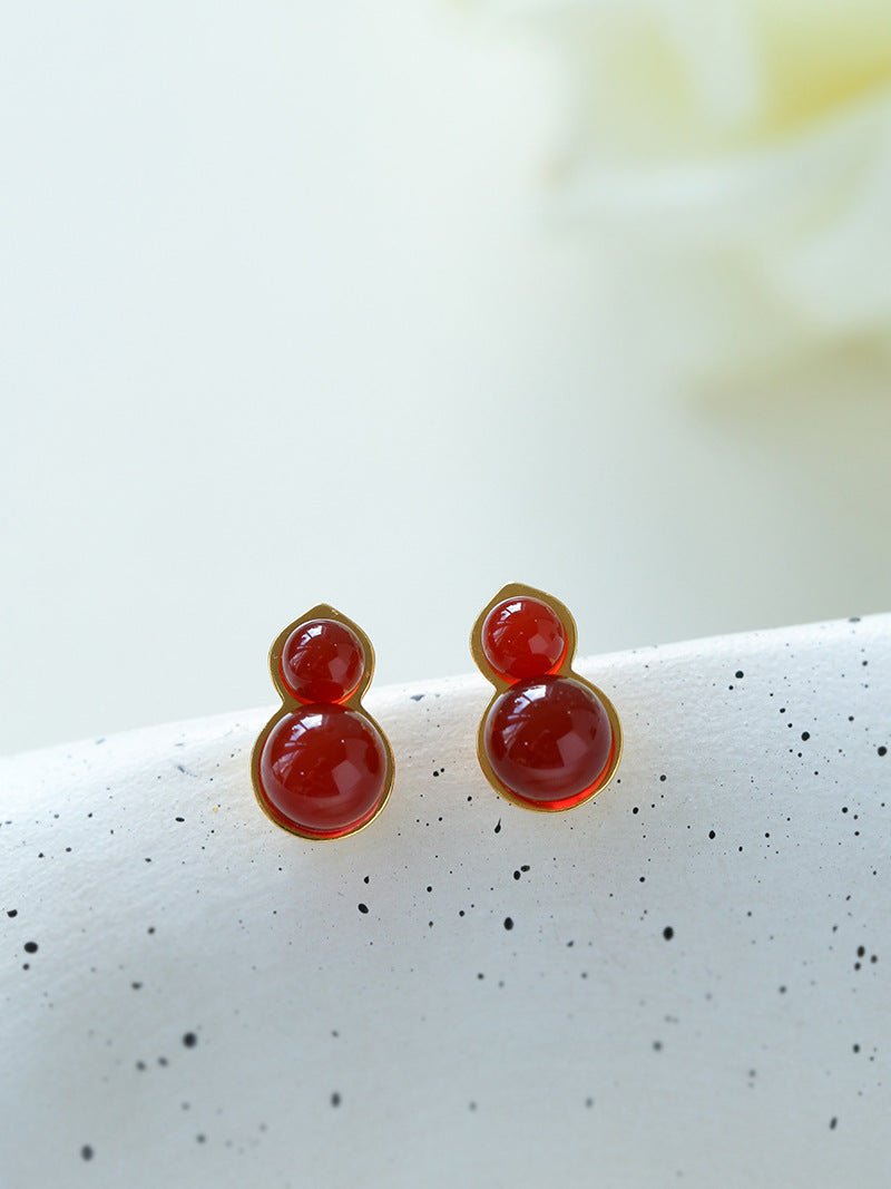 925 Silver Mini Gourd Pearl Stud Earrings - floysun