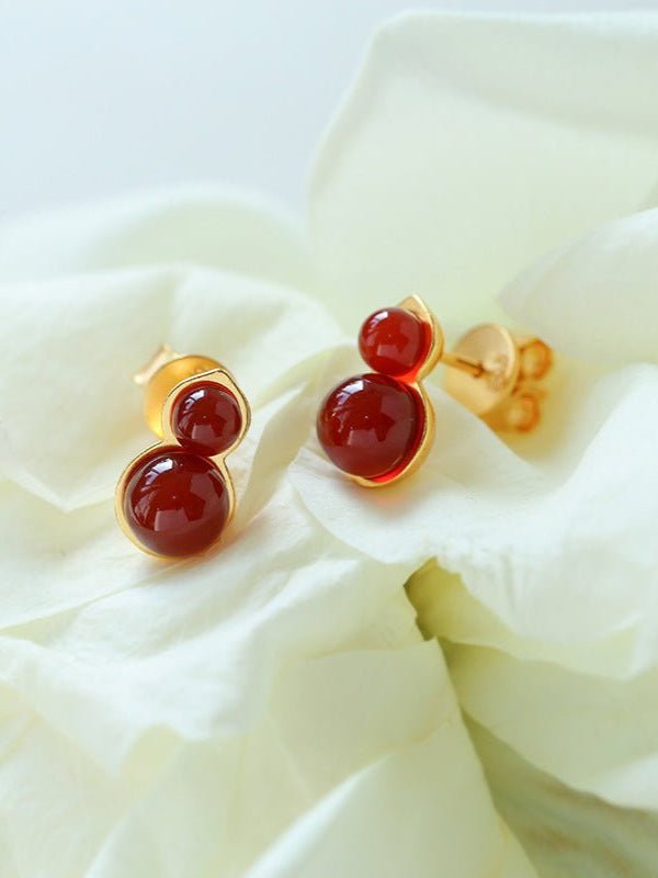 925 Silver Mini Gourd Pearl Stud Earrings - floysun