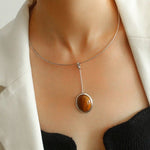 925 Silver Minimalist White Mother of Pearl Pendant Collar - floysun