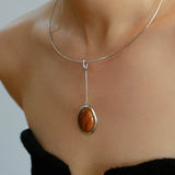 925 Silver Minimalist White Mother of Pearl Pendant Collar - floysun