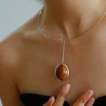 925 Silver Minimalist White Mother of Pearl Pendant Collar - floysun