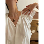 925 Silver Minimalist White Mother of Pearl Pendant Collar - floysun