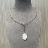 925 Silver Minimalist White Mother of Pearl Pendant Collar - floysun