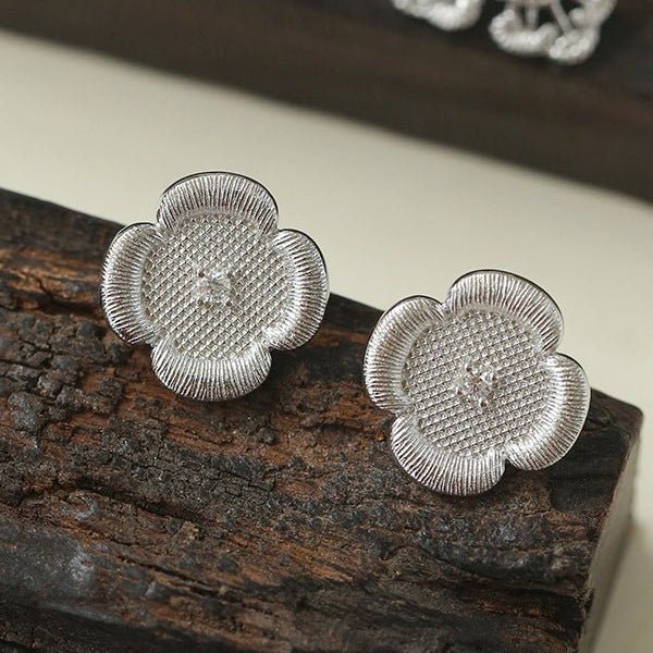 925 Silver New Hollow Lace Stud Earrings Four Leaf Clover Stud Earrings - floysun