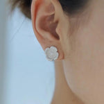 925 Silver New Hollow Lace Stud Earrings Four Leaf Clover Stud Earrings - floysun