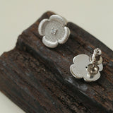 925 Silver New Hollow Lace Stud Earrings Four Leaf Clover Stud Earrings - floysun