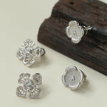 925 Silver New Hollow Lace Stud Earrings Four Leaf Clover Stud Earrings - floysun