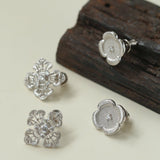 925 Silver New Hollow Lace Stud Earrings Four Leaf Clover Stud Earrings - floysun