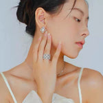 925 Silver New Hollow Lace Stud Earrings Four Leaf Clover Stud Earrings - floysun