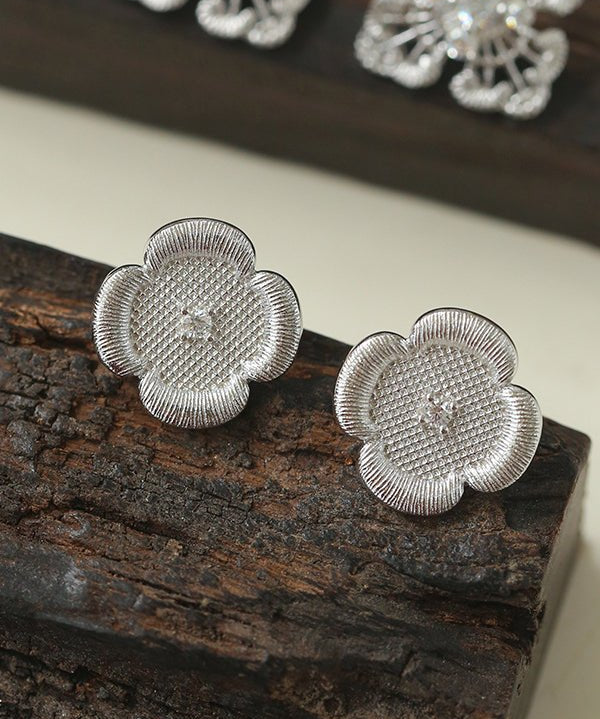 925 Silver New Hollow Lace Stud Earrings Four Leaf Clover Stud Earrings - floysun