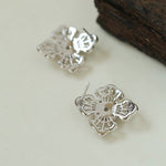 925 Silver New Hollow Lace Stud Earrings Four Leaf Clover Stud Earrings - floysun